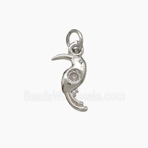 Copper Birds Pendant Pave Zirconia Platinum Plated