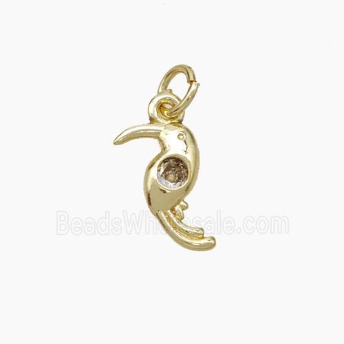 Copper Birds Pendant Pave Zirconia Gold Plated