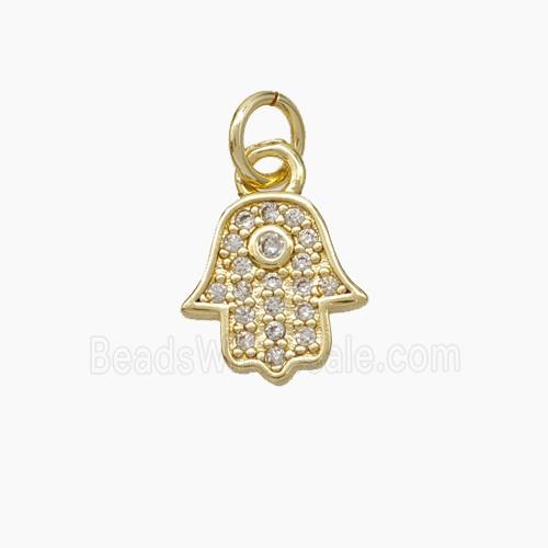 Copper Hamsahand Pendant Micropave Zirconia Gold Plated