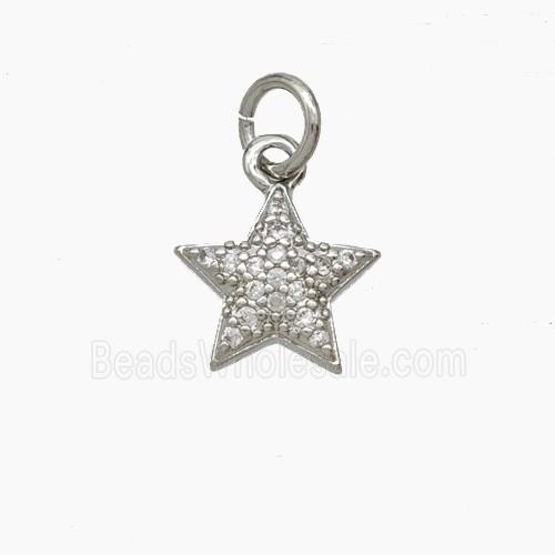 Copper Star Pendant Micropave Zirconia Platinum Plated