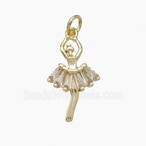 Copper Dancer Girls Pendant Pave Zirconia Gold Plated