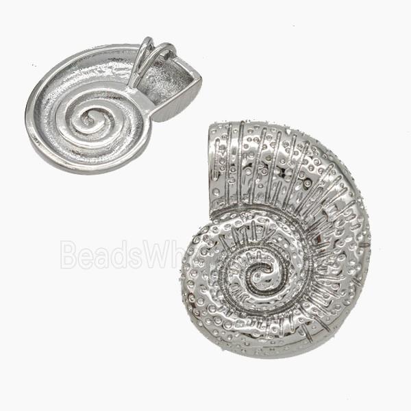 Nautilus Charms Copper Conch Shell Pendant Hammered Platinum Plated