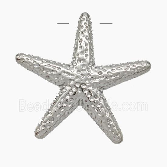 Copper Starfish Pendant Hammered Platinum Plated