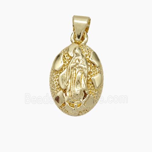 Virgin Mary Charms Copper Pendant Gold Plated
