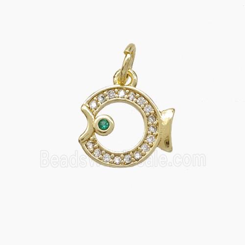 Copper Fish Pendnat Pave Zirconia Gold Plated