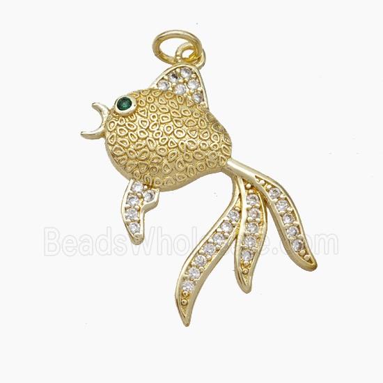 Copper Fish Pendant Pave Zirconia Gold Plated