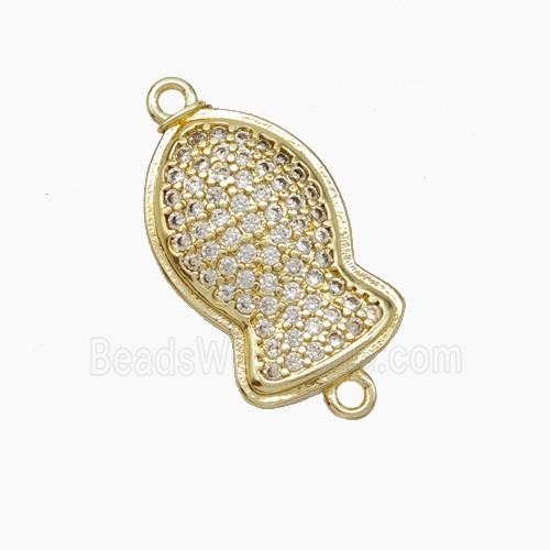 Copper Fish Connector Pave Zirconia Gold Plated