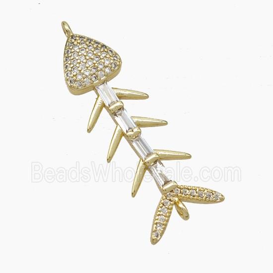 Copper Fishbone Connector Pave Zirconia Gold Plated