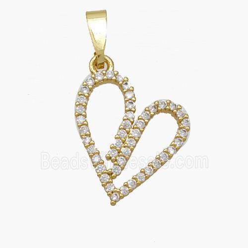 Copper Heart Pendant Pave Zirconia Gold Plated