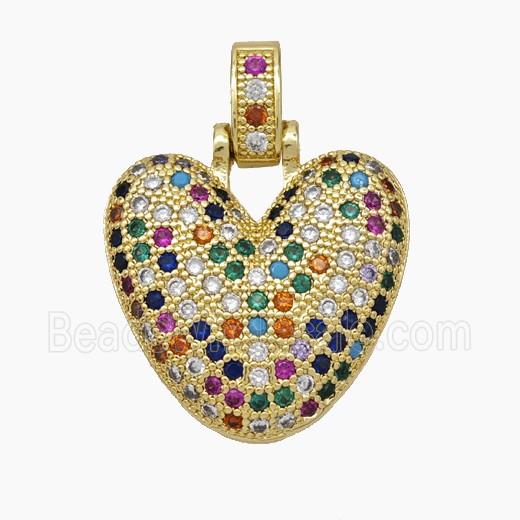 Copper Heart Pendant Pave Zirconia Gold Plated