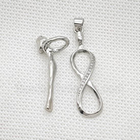 Copper Dancer Girls Pendant Pave Zirconia Infinity Platinum Plated