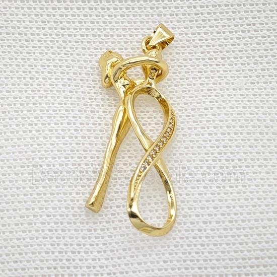 Copper Dancer Girls Pendant Pave Zirconia Infinity Gold Plated
