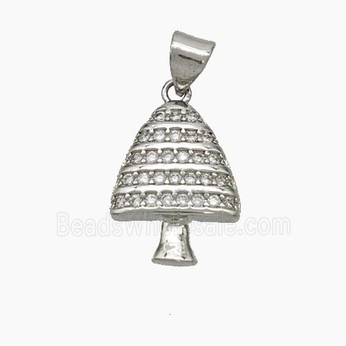Christmas Tree Copper Pendant Pave Zirconia Platinum Plated