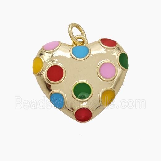 Copper Heart Pendant Multicolor Enamel Gold Plated