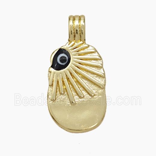 Copper Eye Pendant Black Enamel Gold Plated