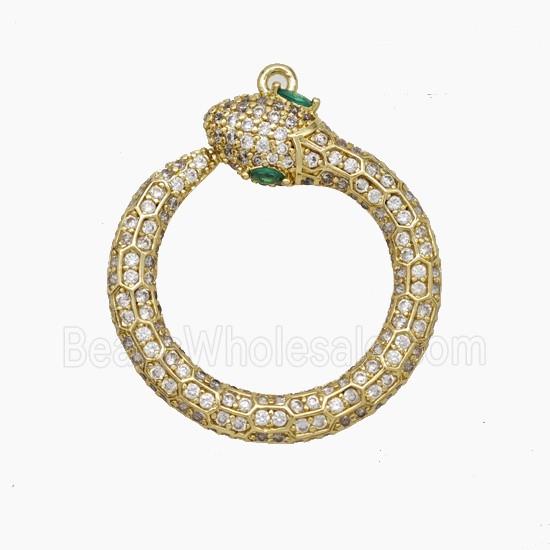 Copper Snake Pendant Pave Zirconia Gold Plated