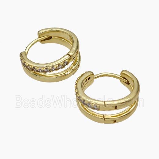 Copper Hoop Earrings Pave Zirconia Gold Plated