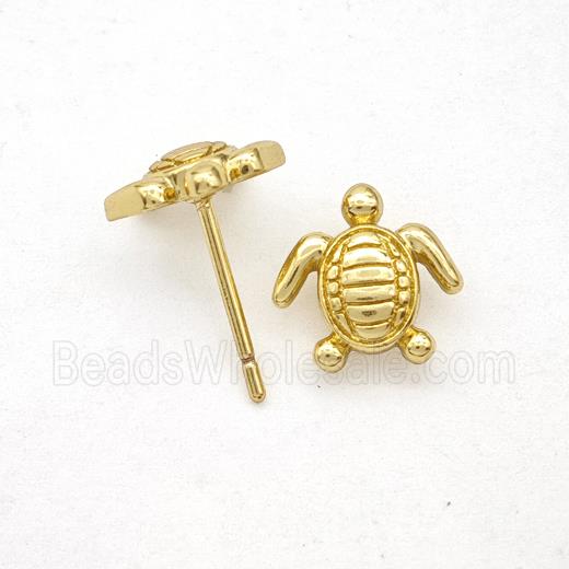 Copper Tortoise Stud Earrings Gold Plated