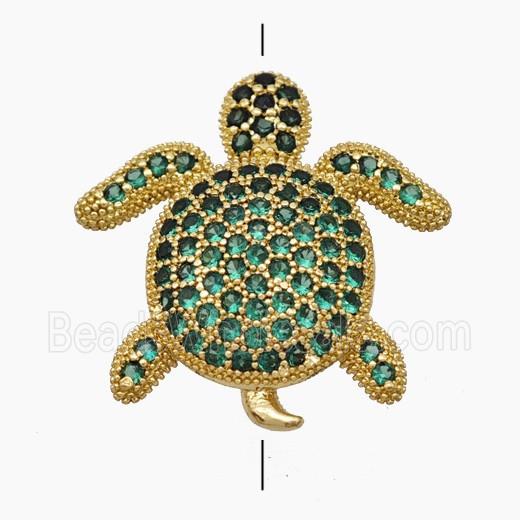 Copper Tortoise Beads Pave Green Zirconia Gold Plated