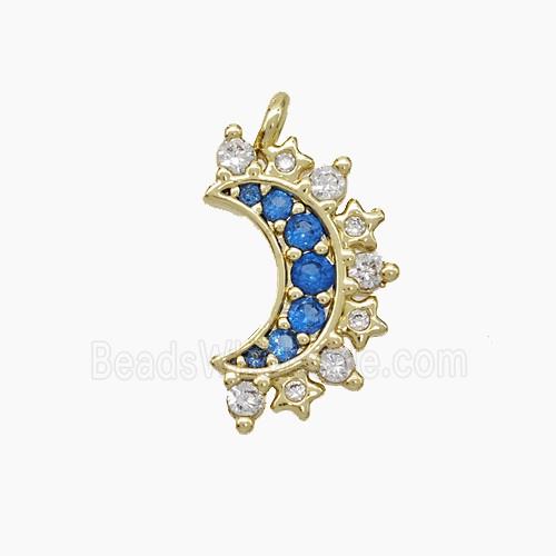 Copper Moon Pendant Pave Zirconia Gold Plated