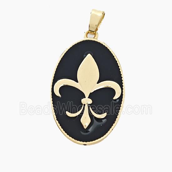 Enamel Copper Pendant, Gold plated