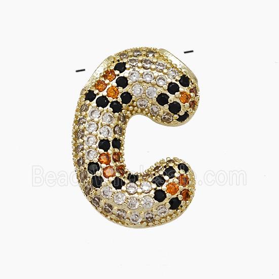 Copper Letter-C Pendant Micropave Zirconia Gold Plated