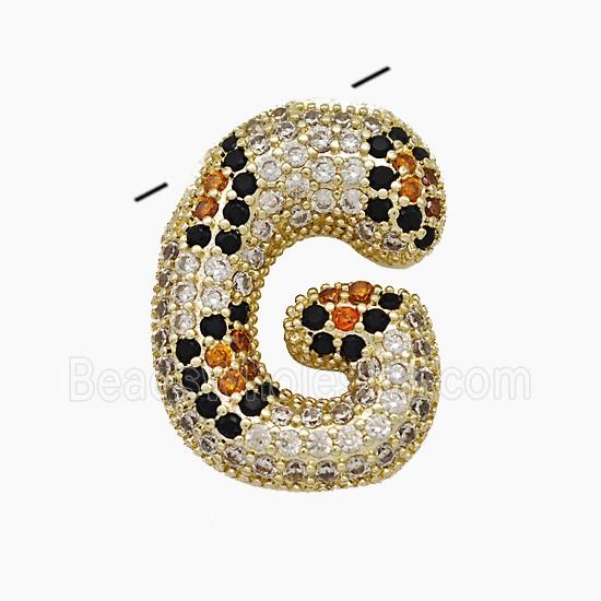 Copper Letter-G Pendant Micropave Zirconia Gold Plated