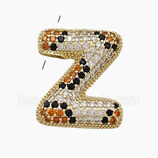 Copper Letter-Z Pendant Micropave Zirconia Gold Plated