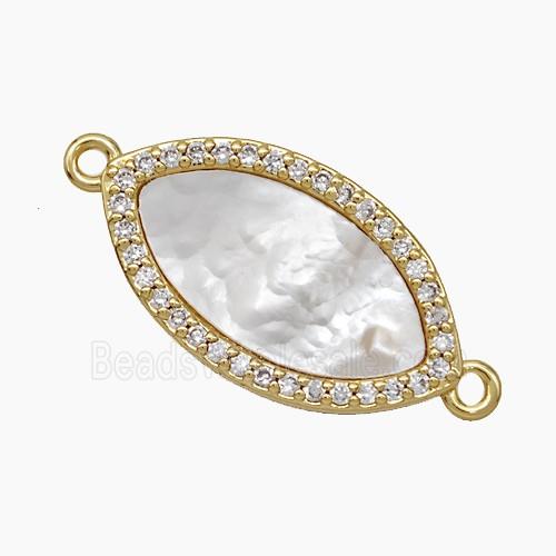 Copper Oval Connector Pave Zirconia Shell 18K Gold Plated