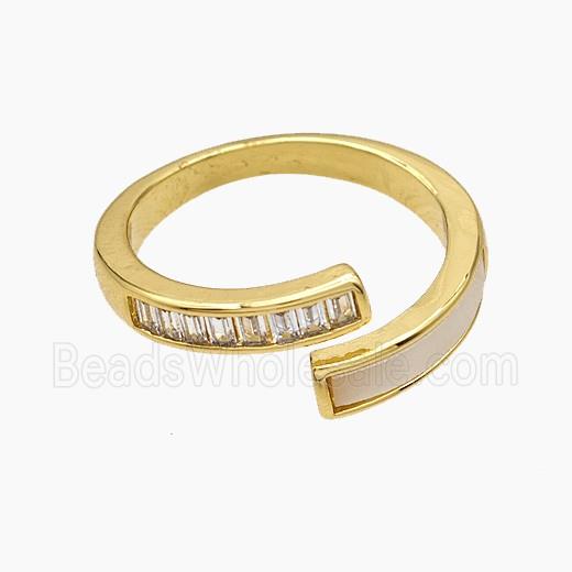 Copper Rings Pave Zirconia Shell 18K Gold Plated