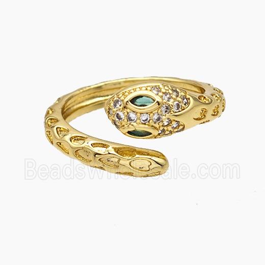 Copper Snake Rings Pave Zirconia 18K Gold Plated