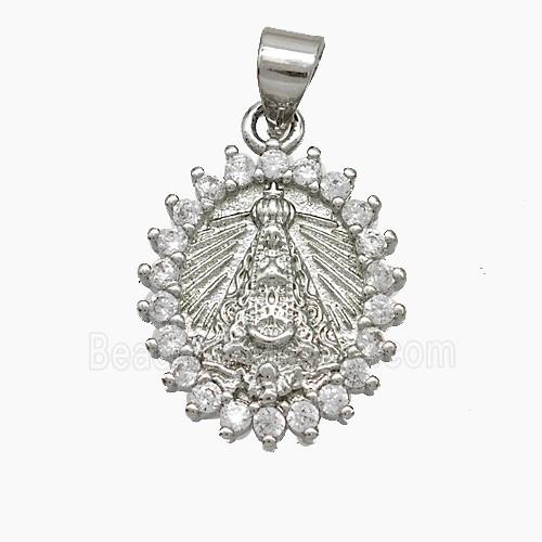 Copper Rope Crown Pendant Pave Zirconia Platinum Plated