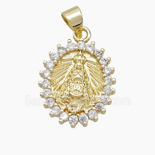 Copper Pope Crown Pendant Pave Zirconia Gold Plated