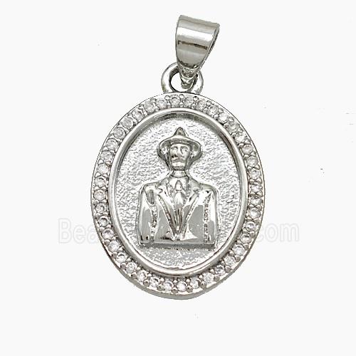 Copper Leader Pendant Pave Zirconia Platinum Plated