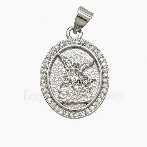 Copper Fairy Pendant Pave Zirconia Platinum Plated