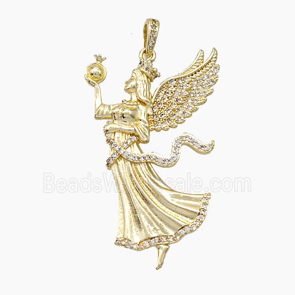 Copper Fairy Charms Pendant Pave Zirconia Gold Plated