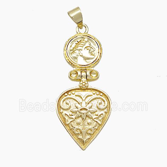 Copper Queen Heart Pendant Gold Plated