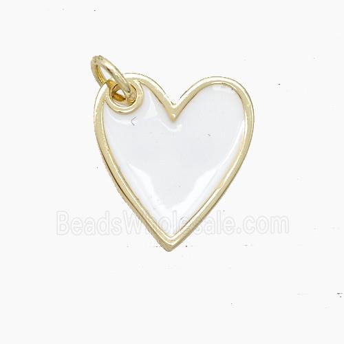 Copper Heart Pendant White Enamel Gold Plated