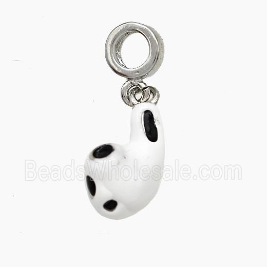 Copper Earplug Charms Pendant White Enamel Platinum Plated