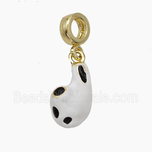 Copper Earplug Charms Pendant White Enamel Gold Plated