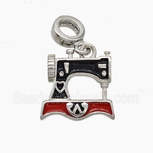 Sewing Machine Charms Copper Pendant Enamel Platinum Plated