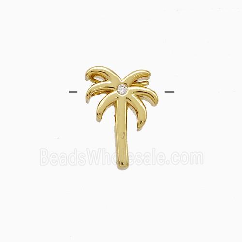 Coconut Tree Charms Copper Palm Pendant Pave Zirconia Gold Plated