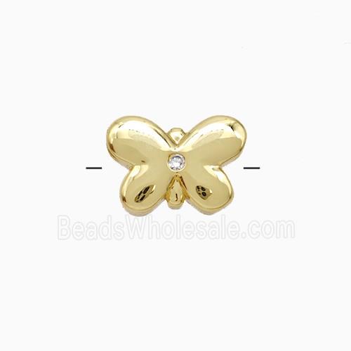 Copper Butterfly Beads Pave Zirconia Gold Plated