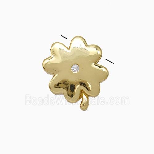 Copper Clover Pendant Pave Zirconia Gold Plated