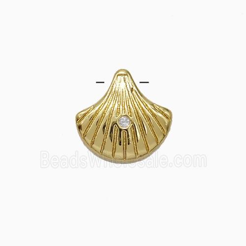 Scallop Shell Charms Copper Pendant Pave Zirconia Gold Plated