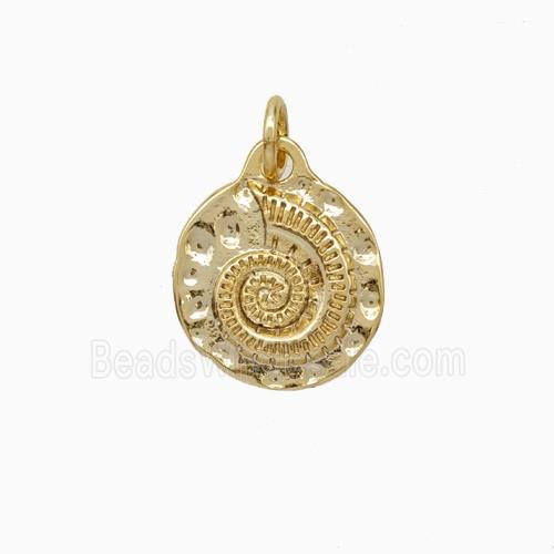 Spiral Shell Charms Copper Pendant Gold Plated