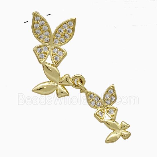 Copper Butterfly Pendant Pave Zirconia Gold Plated