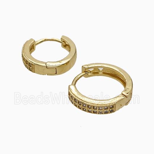 Copper Hoop Earrings Micropave Zirconia Gold Plated