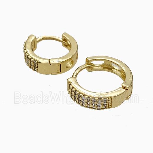 Copper Hoop Earrings Micropave Zirconia Gold Plated
