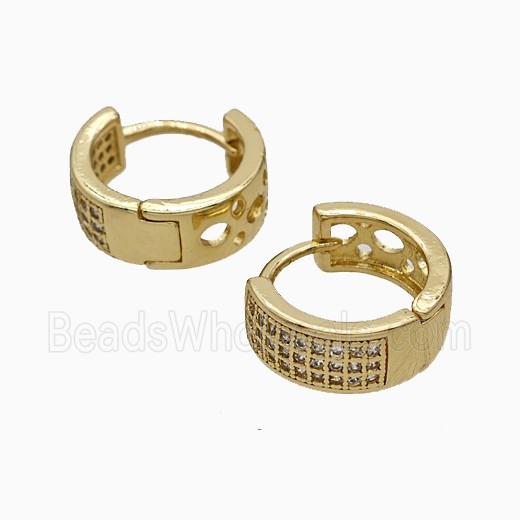 Copper Hoop Earrings Micropave Zirconia Gold Plated